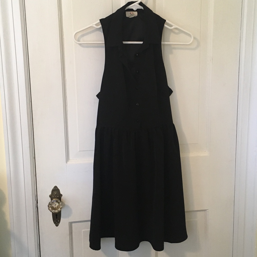 One Clothing - black, sleeveless, collared dress